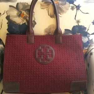 Tory Burch Large Burgandy Ella Tote